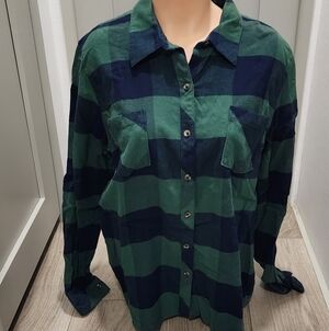 Natural Reflections Green and Blue Cotton Shirt